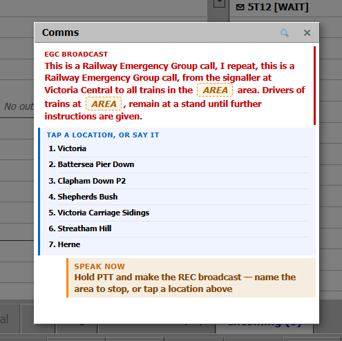 Broadcast an emergency group call to an area.
